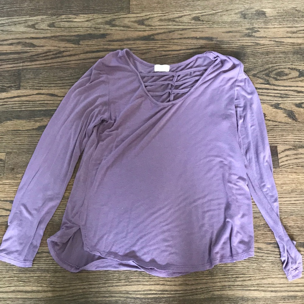 Purple Shirt with neck cut out